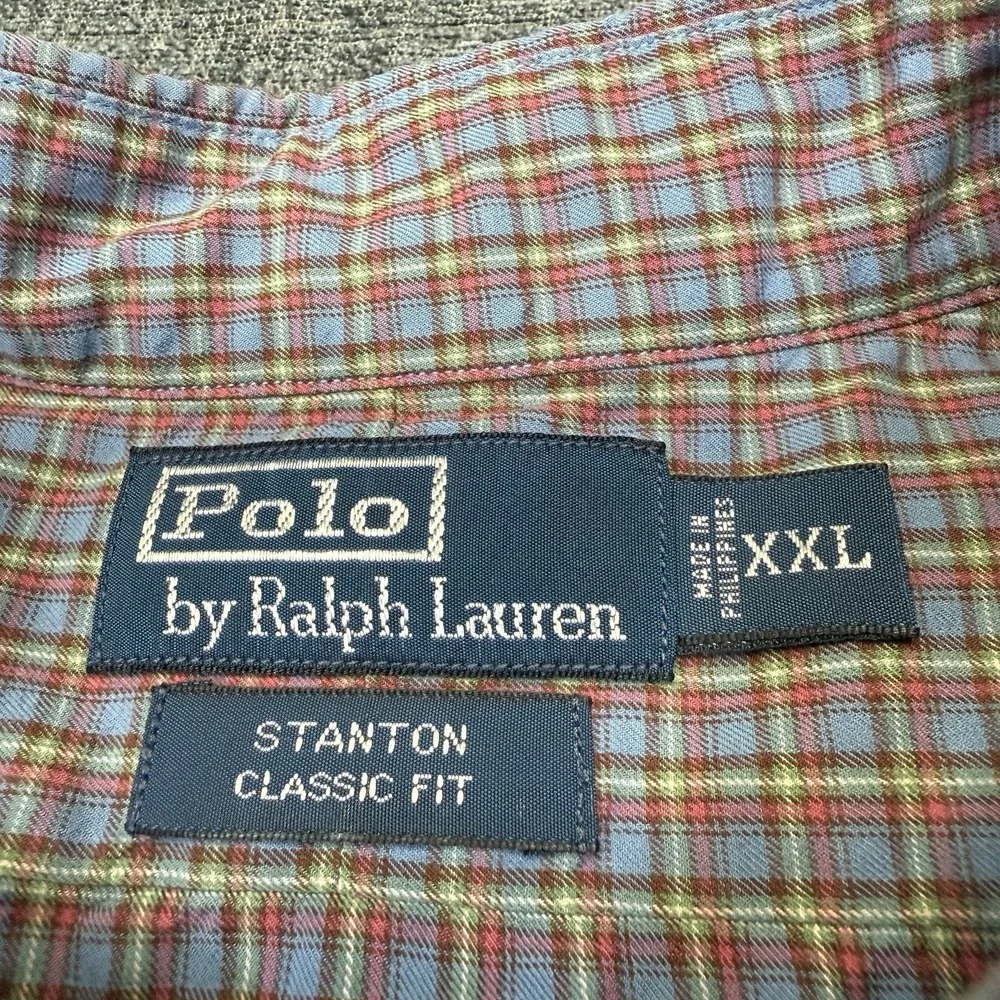Polo Ralph Lauren Shirt Mens XXL Red Blue Plaid Long Sleeve Stanton‎ Classic Fit
